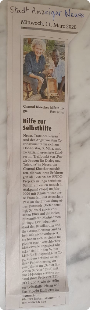 Un article sur notre projet EFIDO 2 dans le journal,local